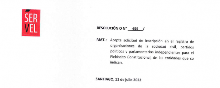 Portada resolución SERVEL