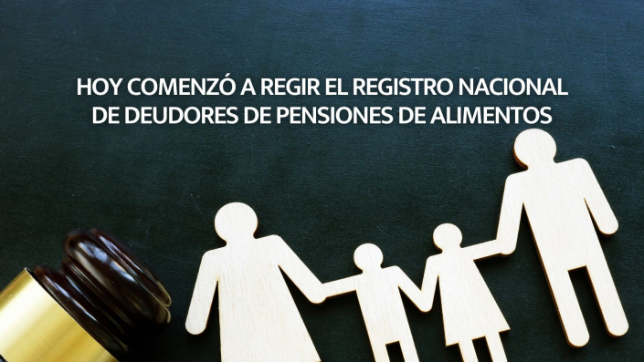 HOY COMENZÓ A REGIR EL REGISTRO NACIONAL DE DEUDORES DE PENSIONES DE ALIMENTOS (1)